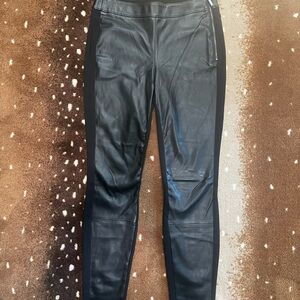White House Black Market Black Faux Leather Pants Skinny Leg size 2R